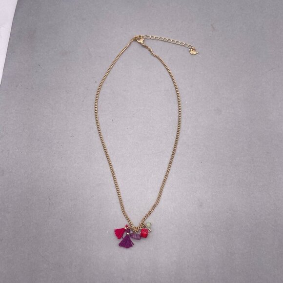 Sfera Multicolor Beaded Tassel Chain Necklace Gold Tone Lobster 16 to 18 Inches - Picture 3 of 4